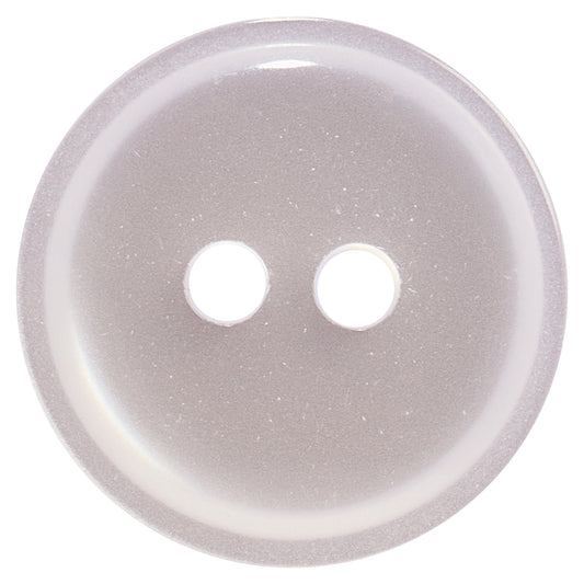 White round 2-hole button with a raised rim