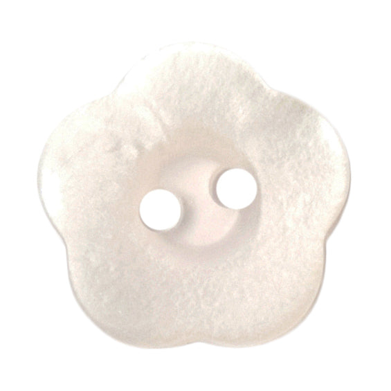 White pearl-effect flower-shaped 2-hole button