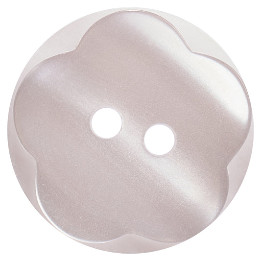 Round white 2-hole button with a flower outline