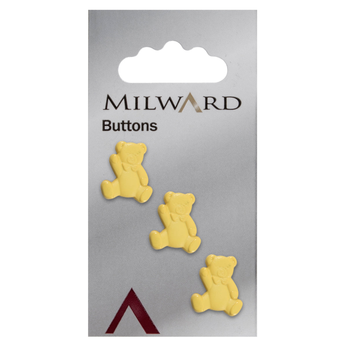Yellow teddy bear shaped novelty button
