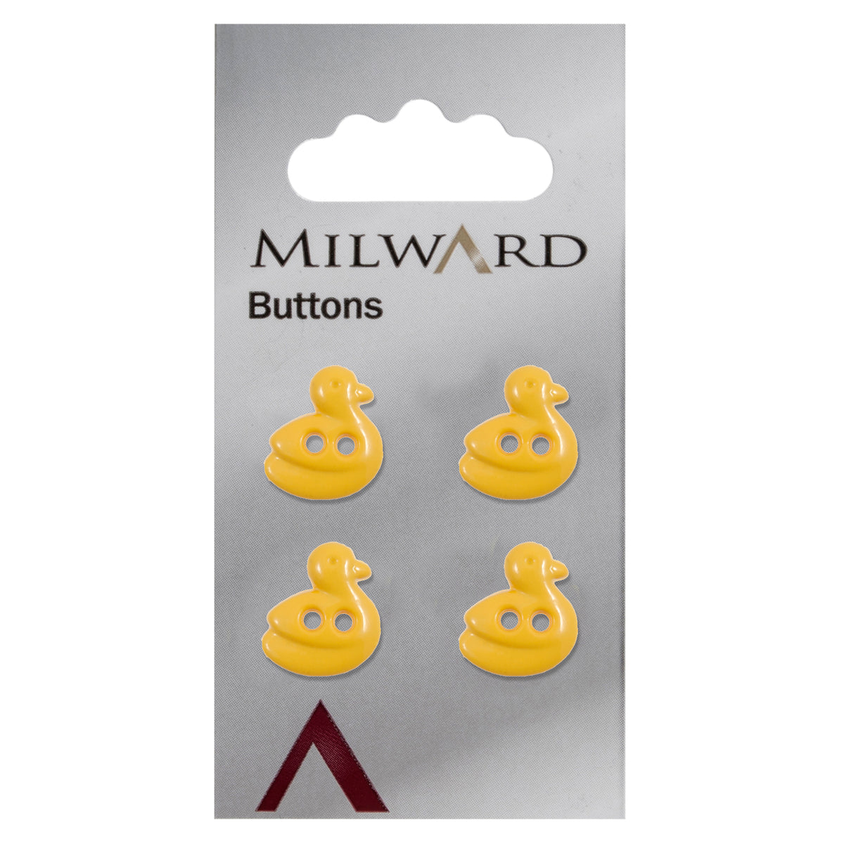 Yellow duck-shaped 2-hole novelty button