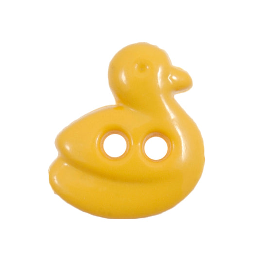 Yellow duck-shaped 2-hole novelty button