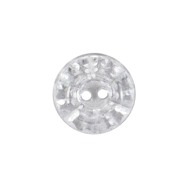 Clear faceted round 2-hole button