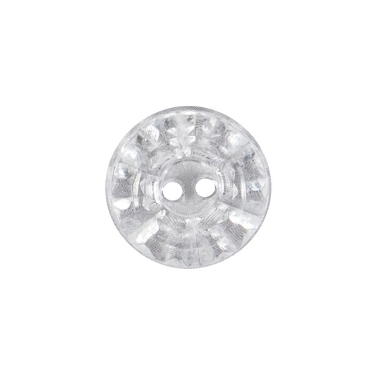 Clear faceted round 2-hole button