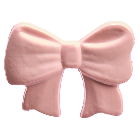 Pink bow-shaped novelty button