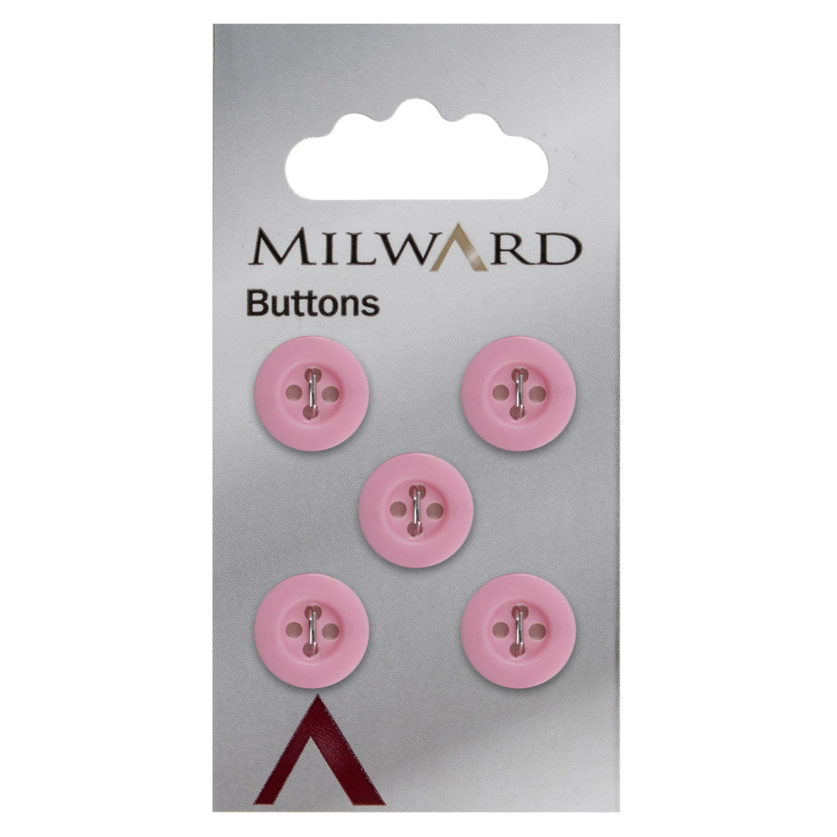 Pink round 4-hole button with raised rim