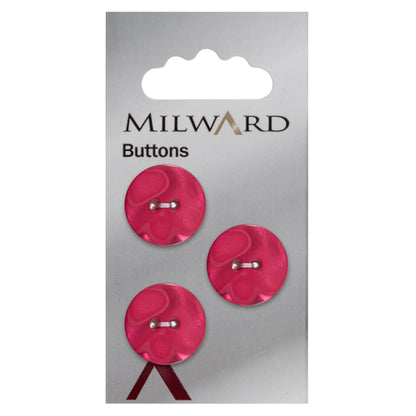Cerise pink pearlised round 2-hole button