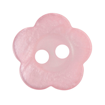 Pale pink pearl-effect flower-shaped 2-hole button
