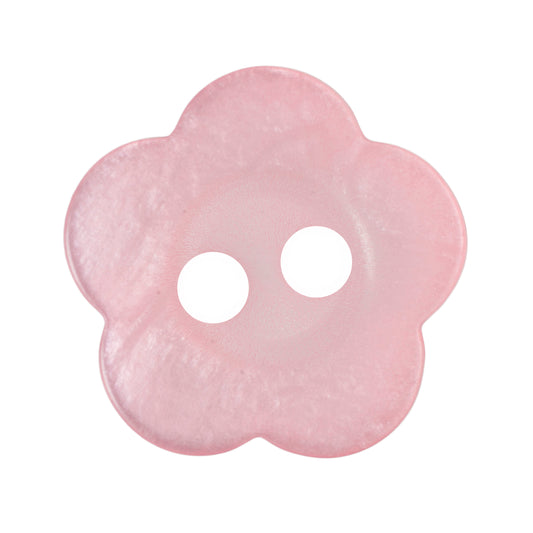 Pale pink pearl-effect flower-shaped 2-hole button