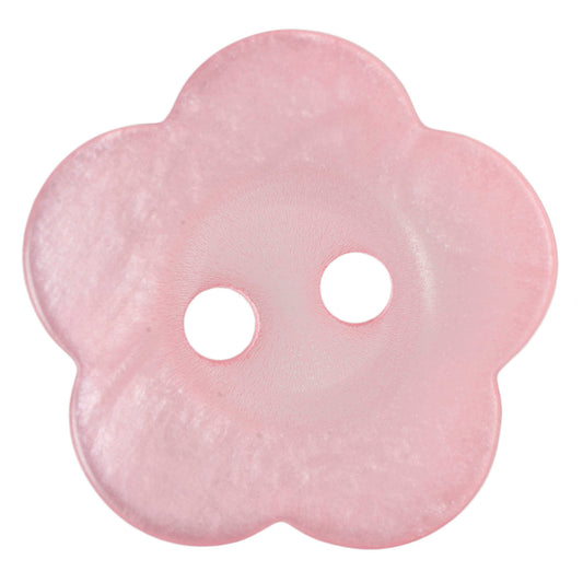Pale pink pearl-effect flower-shaped 2-hole button