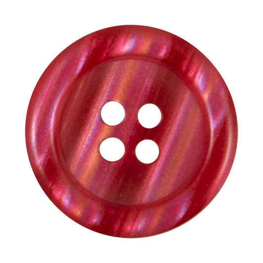 Raspberry red pearl-effect round 4-hole button