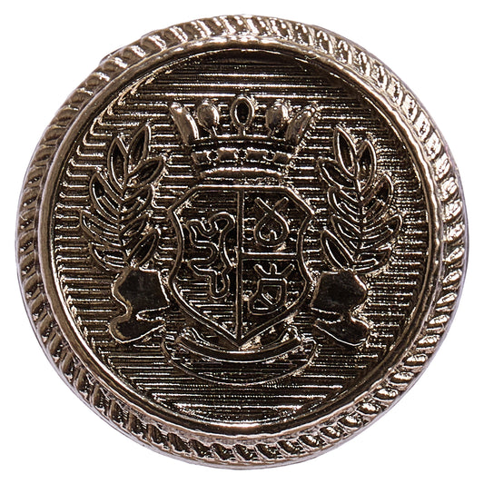 Antique Silver metal crest button, 23mm