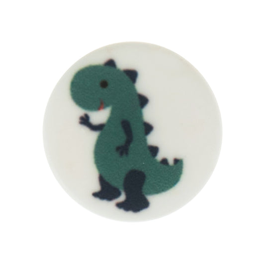 White dinosaur button, 13mm