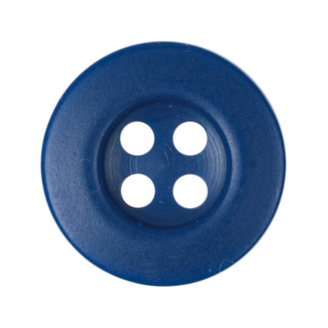 Royal blue 4-hole button with a recessed centre