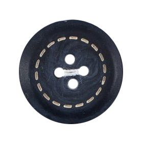 Navy 4-hole button with a marbled finish and a cream stitch-effect ring