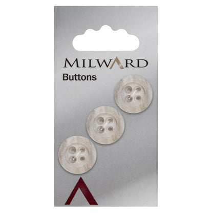Pale grey 4-hole button with a swirled pearl-effect finish