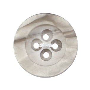 Pale grey 4-hole button with a swirled pearl-effect finish