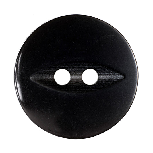 Glossy black 2-hole fisheye button