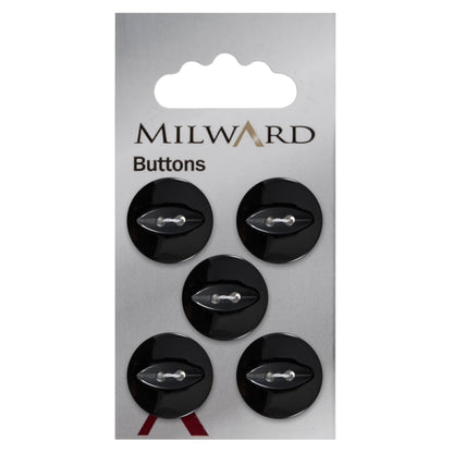 Glossy black 2-hole fisheye button