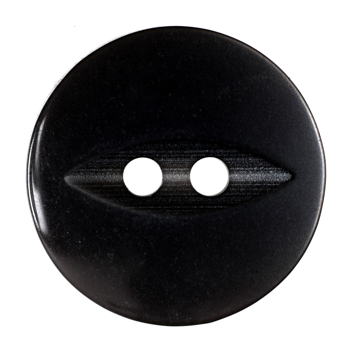 Glossy black 2-hole fisheye button