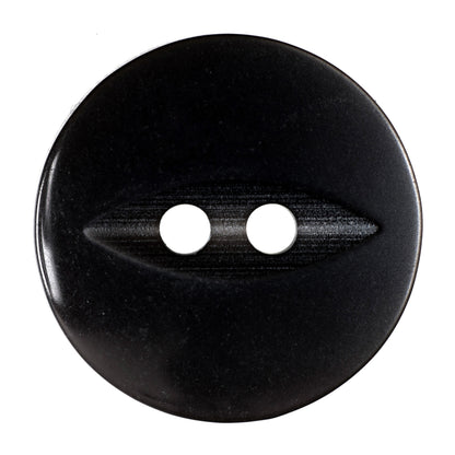 Glossy black 2-hole fisheye button