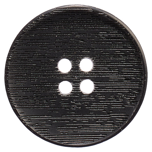 Black 4-hole button with a fine brushed texture
