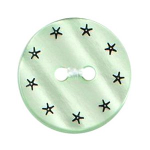 Milward Mint Green Star Print 2-Hole Buttons 17mm (Pack of 3