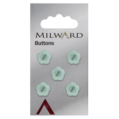 Mint green flower-shaped 2-hole button
