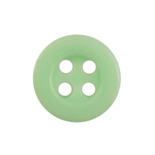 Pale green 4-hole button with a raised rim