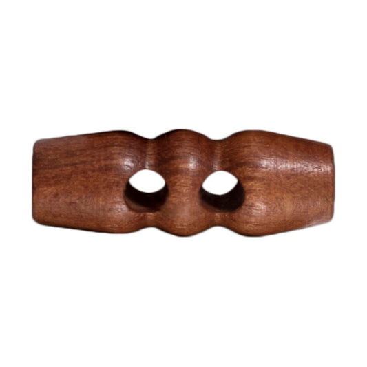 Brown wooden toggle button with two holes