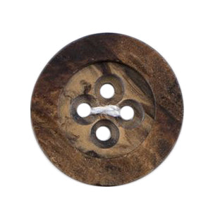 Dark brown horn effect round four-hole button