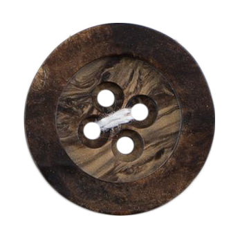 Dark brown horn effect round four-hole button