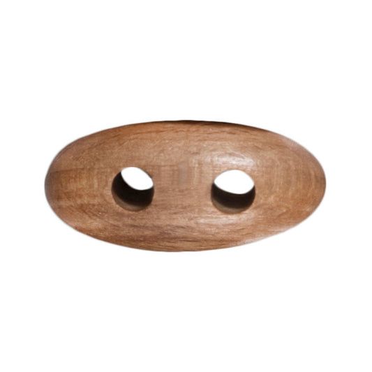 Oval brown wooden two-hole button