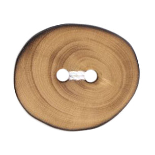 Natural wood slice two-hole button with bark edge