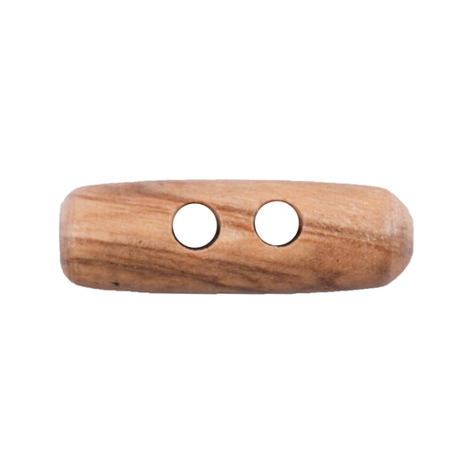 Natural grain wooden toggle button with two holes