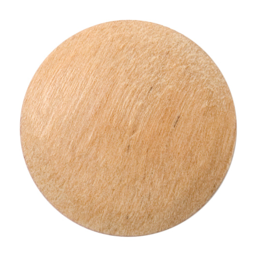 Round domed light natural wood button
