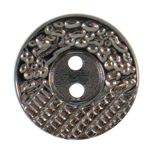 Silver embossed metal effect two-hole button