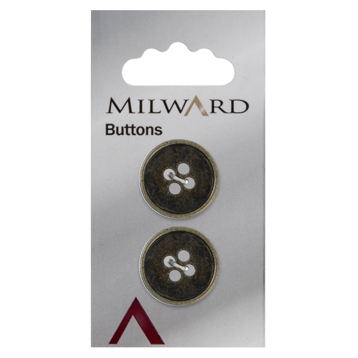 Antique brass round metal four-hole button
