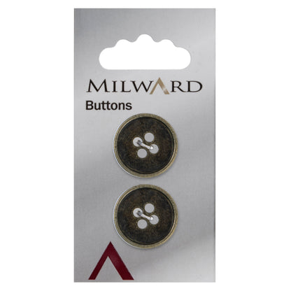 Antique brass round metal four-hole button