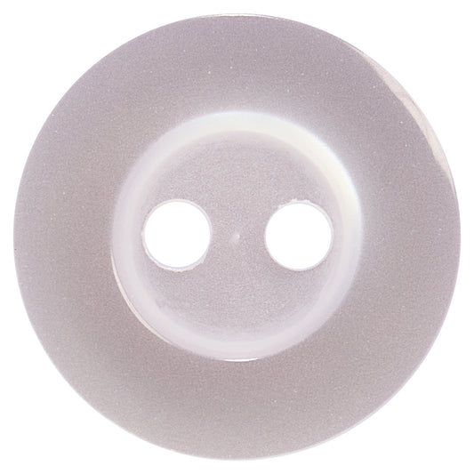 White round two-hole button with rim