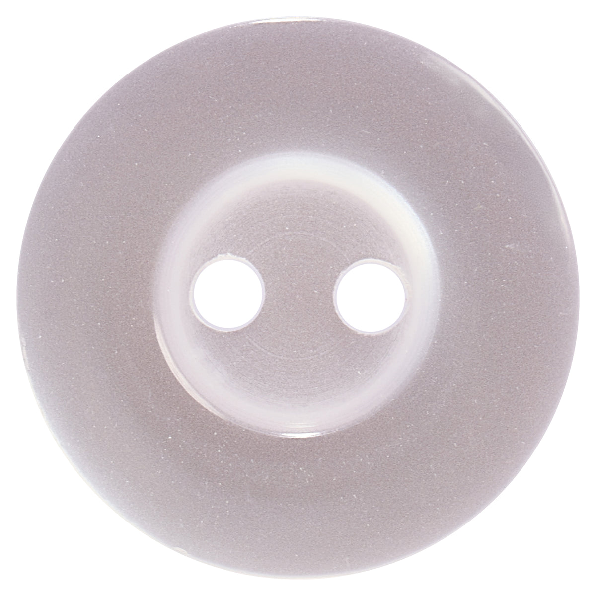 White round two-hole button with rim