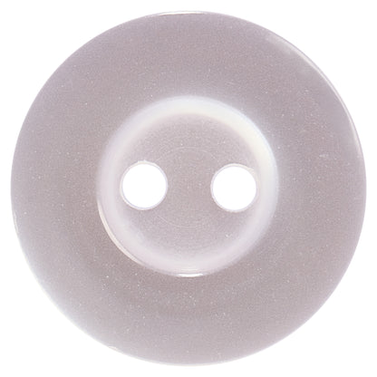White round two-hole button with rim