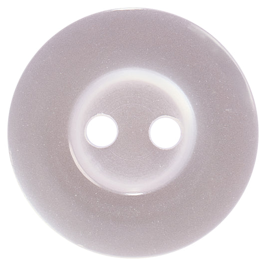White round two-hole button with rim