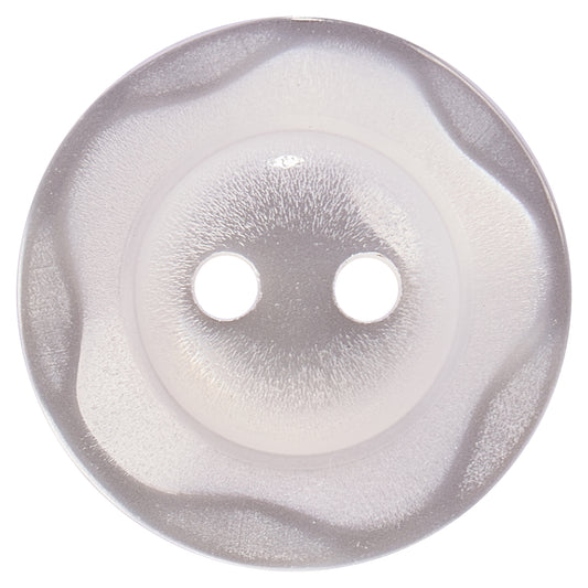 White wavy edge round two-hole button
