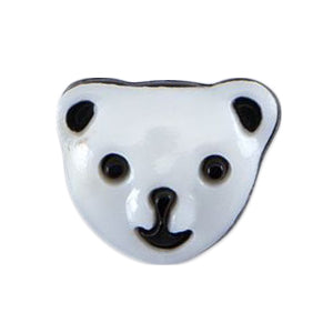 White teddy bear face novelty button