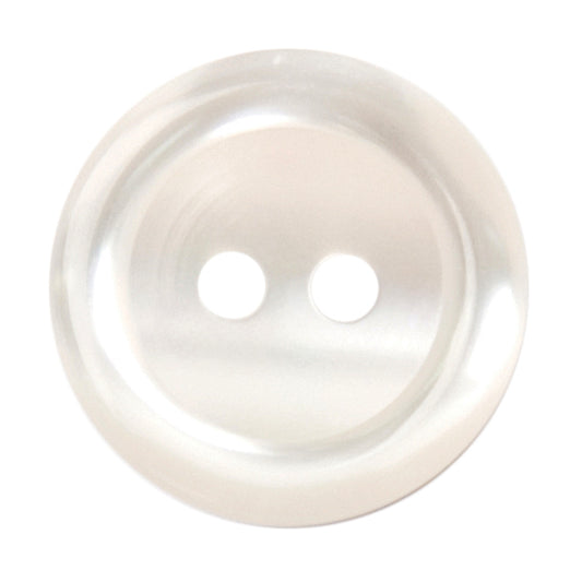 White pearl effect round two-hole button