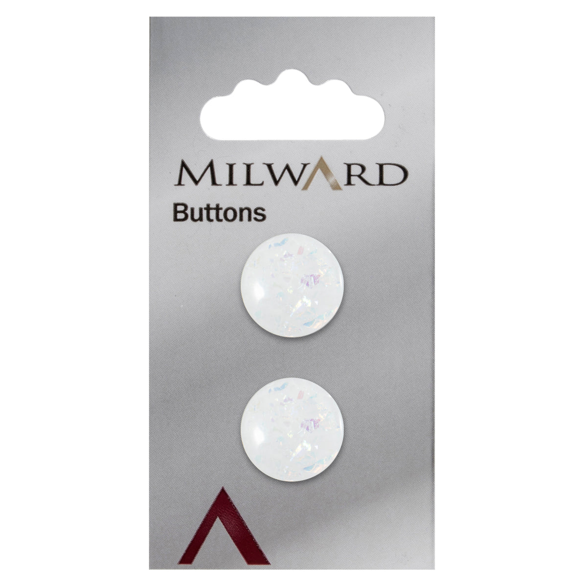 Round clear button with iridescent glitter flakes