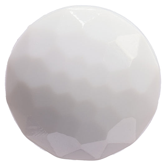Round white faceted shank button