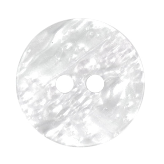 Round white pearl-effect button with two holes
