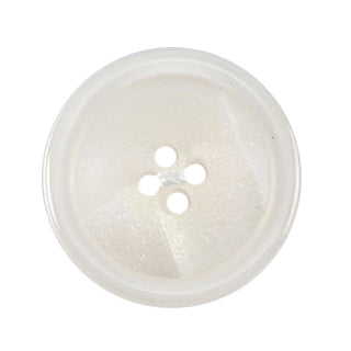 Round white pearl-effect rimmed button with four holes